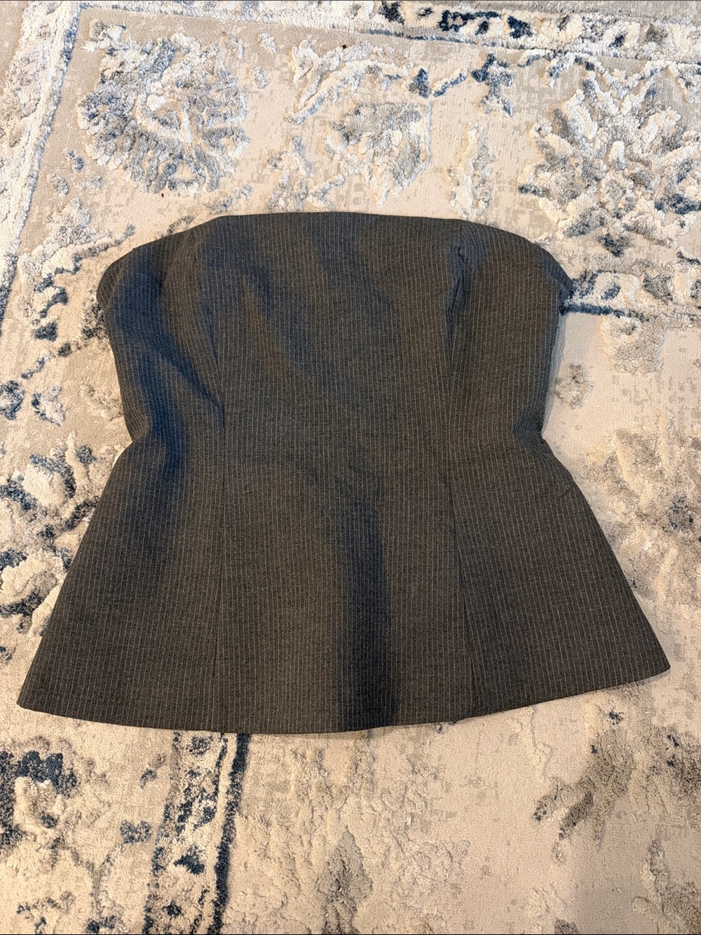 Zara Charcoal Gray Strapless Peplum Top